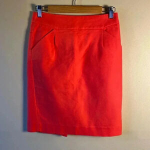 J. Crew Midi Pencil Skirt size Small 27- 28” waist Coral Red
